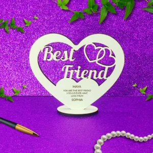 Personalised Best Friend Wooden Heart Plaque