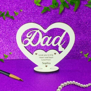 Personalised Dad Wooden Heart Plaque