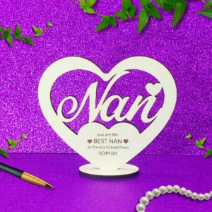Personalised Nan Wooden Heart Plaque