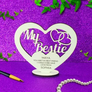 Personalised My Bestie Wooden Heart Plaque
